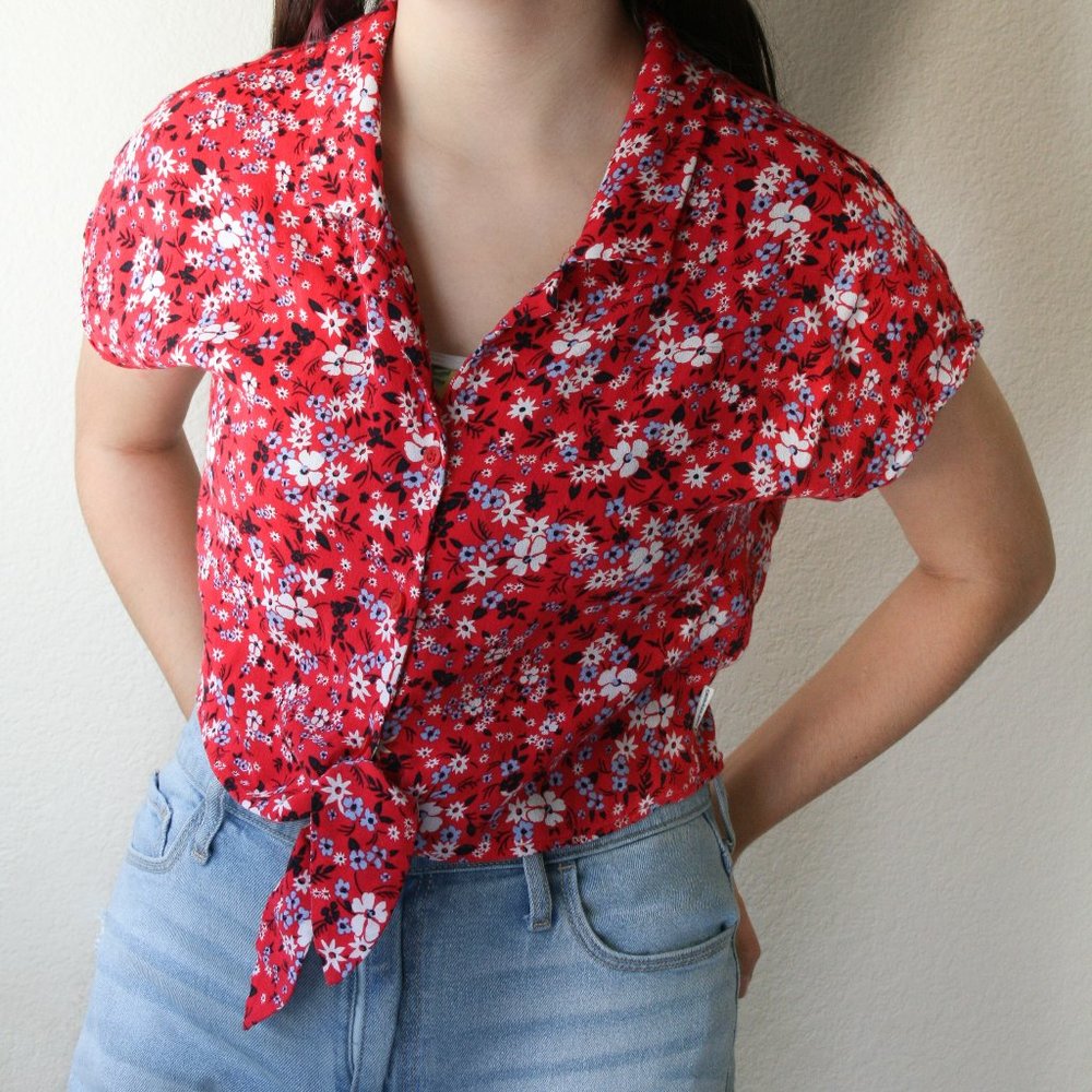 Calvin Klein Jeans Button Down Tie Front - Size S